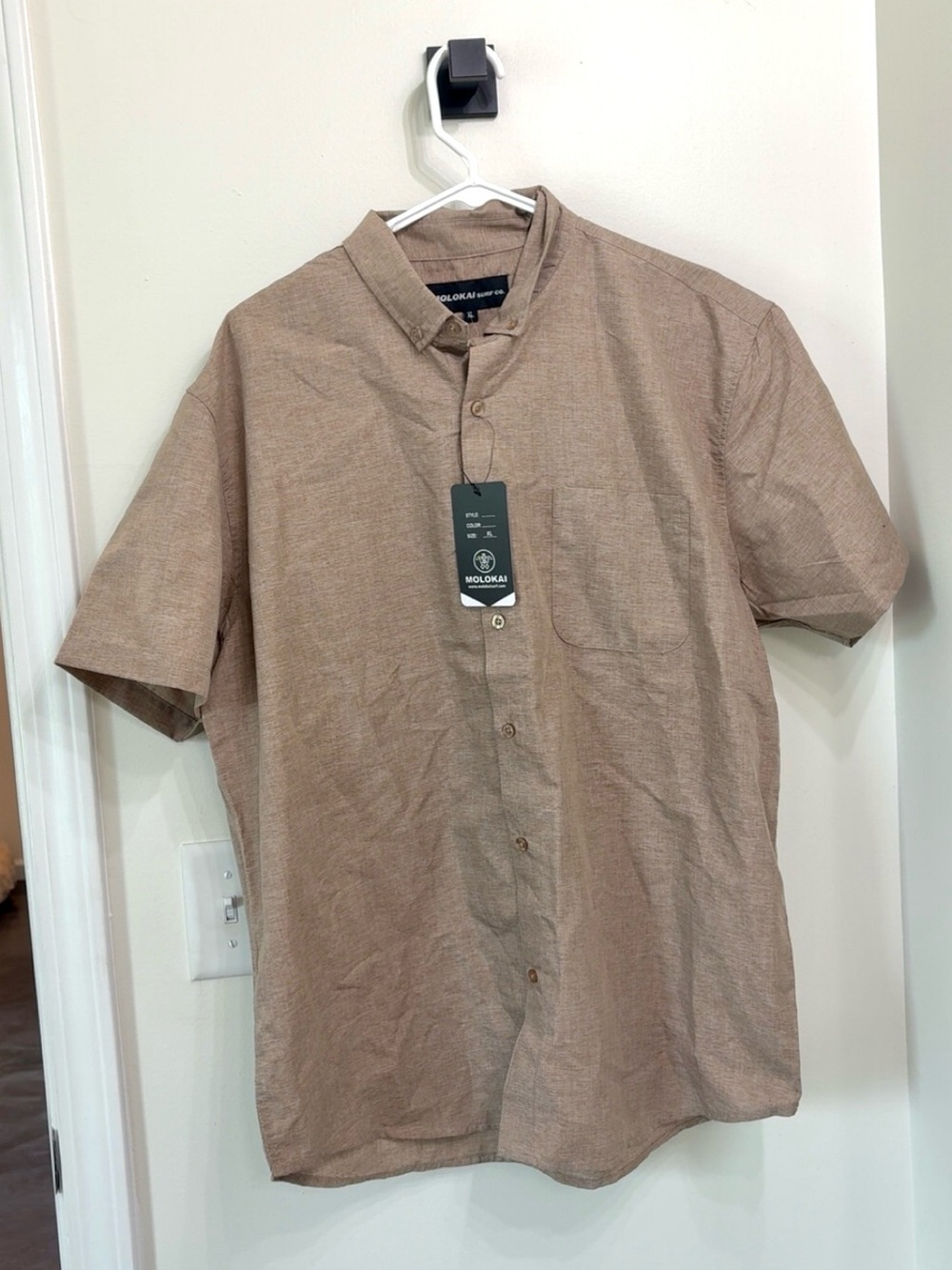 Lokai Short-Sleeve Casual Button-Down Shirt in Brown